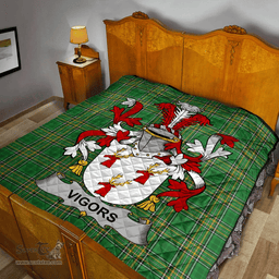 Scottish Vigors Irish Coat of Arms Family Crest Quilt Irish National Tartan Irish County Quilts