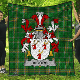 Scottish Vigors Irish Coat of Arms Family Crest Quilt Irish National Tartan Irish County Quilts