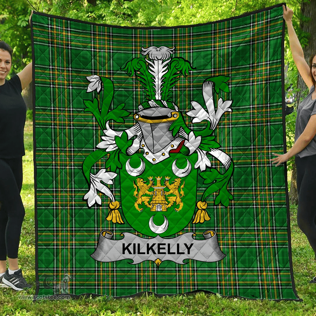 Scottish Kilkelly Or Killikelly Irish Coat of Arms Family Crest Quilt Irish National Tartan Irish County Quilts