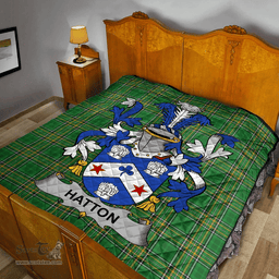 Scottish Hatton Or Mcilhatton Irish Coat of Arms Family Crest Quilt Irish National Tartan Irish County Quilts