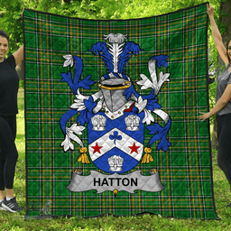 Scottish Hatton Or Mcilhatton Irish Coat of Arms Family Crest Quilt Irish National Tartan Irish County Quilts
