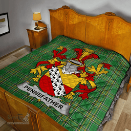 Scottish Pennefather Irish Coat of Arms Family Crest Quilt Irish National Tartan Irish County Quilts