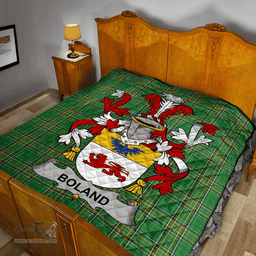 Scottish Boland Or O'Boland Irish Coat of Arms Family Crest Quilt Irish National Tartan Irish County Quilts