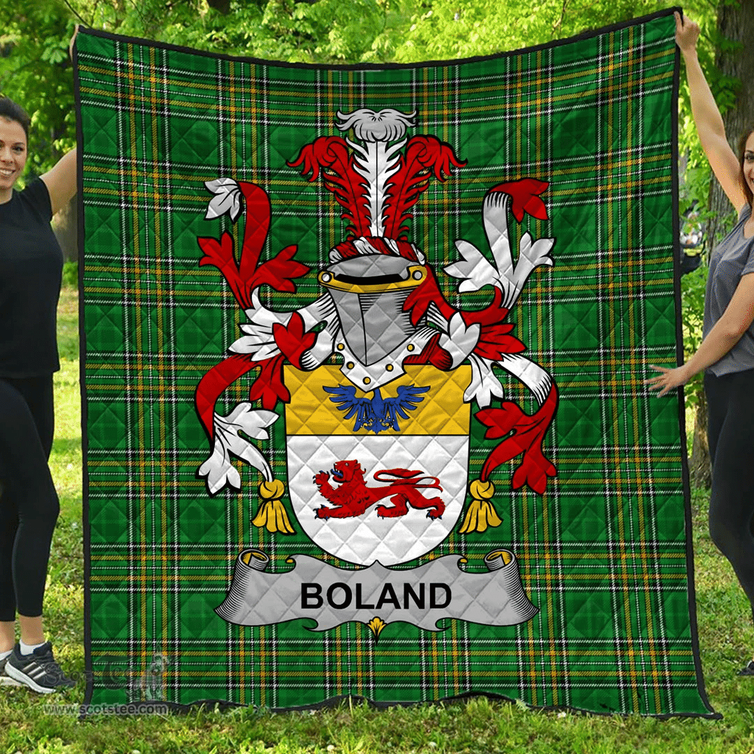 Scottish Boland Or O'Boland Irish Coat of Arms Family Crest Quilt Irish National Tartan Irish County Quilts