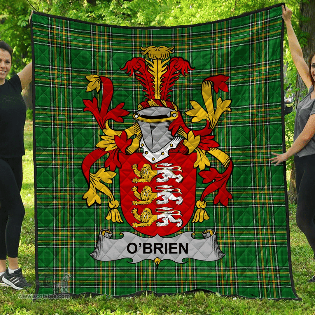 Scottish Brien Or O'Brien Irish Coat of Arms Family Crest Quilt Irish National Tartan Irish County Quilts
