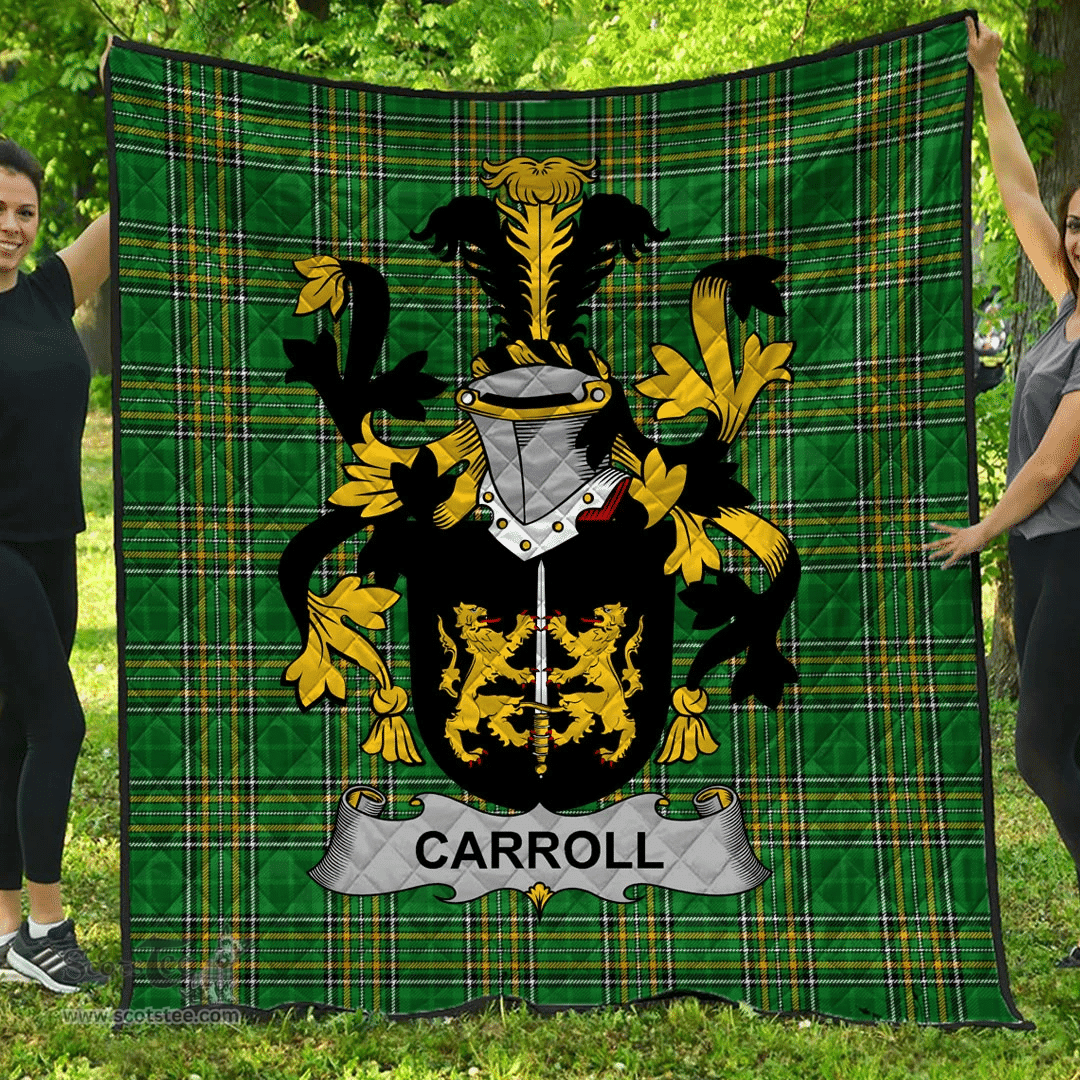 Scottish Carroll Or O'Carroll Irish Coat of Arms Family Crest Quilt Irish National Tartan Irish County Quilts