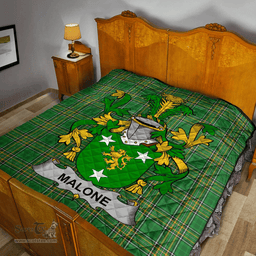 Scottish Malone Or O'Malone Irish Coat of Arms Family Crest Quilt Irish National Tartan Irish County Quilts