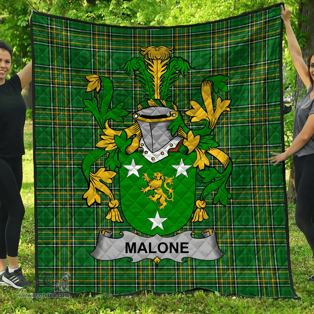 Scottish Malone Or O'Malone Irish Coat of Arms Family Crest Quilt Irish National Tartan Irish County Quilts