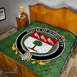 Scottish House Of O'Hegarty Irish Coat of Arms Family Crest Quilt Irish National Tartan Irish County Quilts