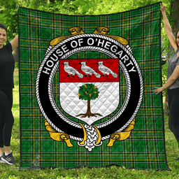 Scottish House Of O'Hegarty Irish Coat of Arms Family Crest Quilt Irish National Tartan Irish County Quilts