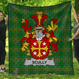 Scottish Scully Or O'Scully Irish Coat of Arms Family Crest Quilt Irish National Tartan Irish County Quilts