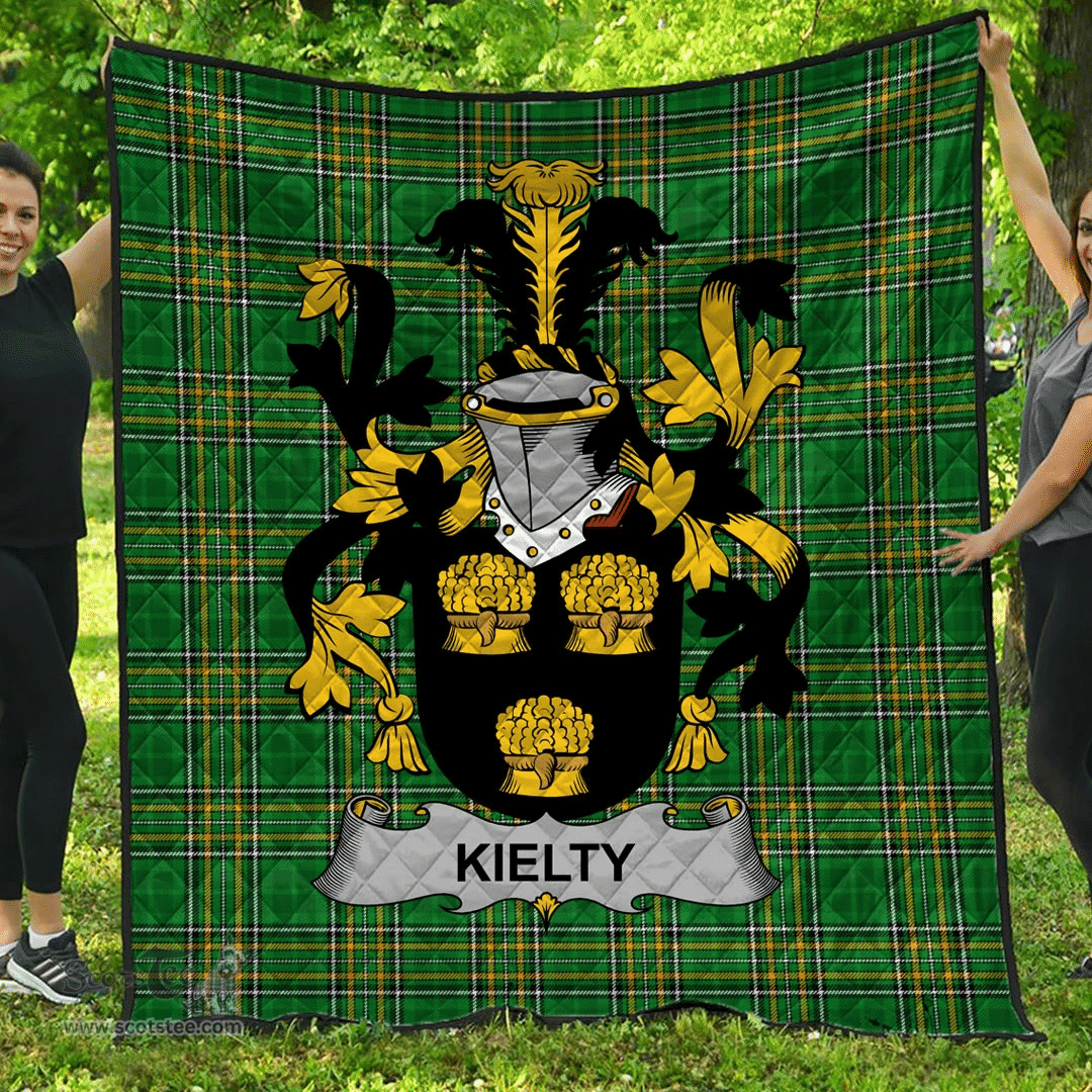 Scottish Kielty Ot O'Quilty Irish Coat of Arms Family Crest Quilt Irish National Tartan Irish County Quilts