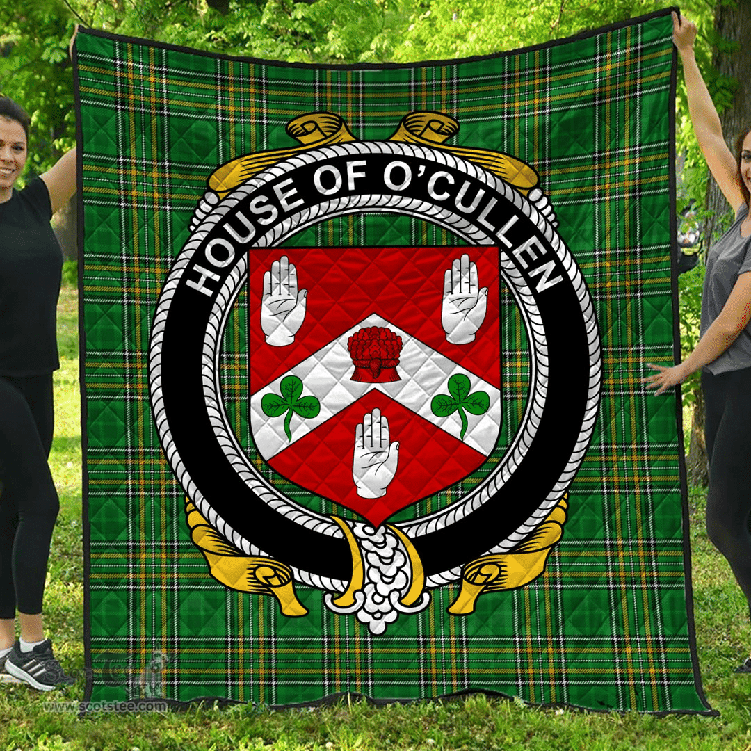 Scottish House Of O'Cullen Irish Coat of Arms Family Crest Quilt Irish National Tartan Irish County Quilts