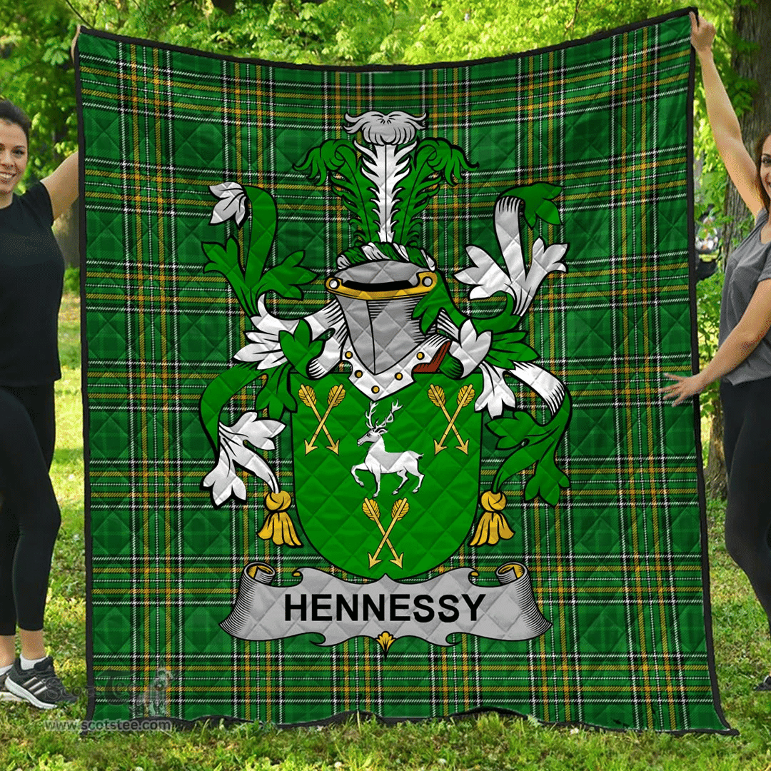 Scottish Hennessy Or O'Hennessy Irish Coat of Arms Family Crest Quilt Irish National Tartan Irish County Quilts