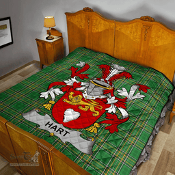 Scottish Hart Or O'Hart Irish Coat of Arms Family Crest Quilt Irish National Tartan Irish County Quilts