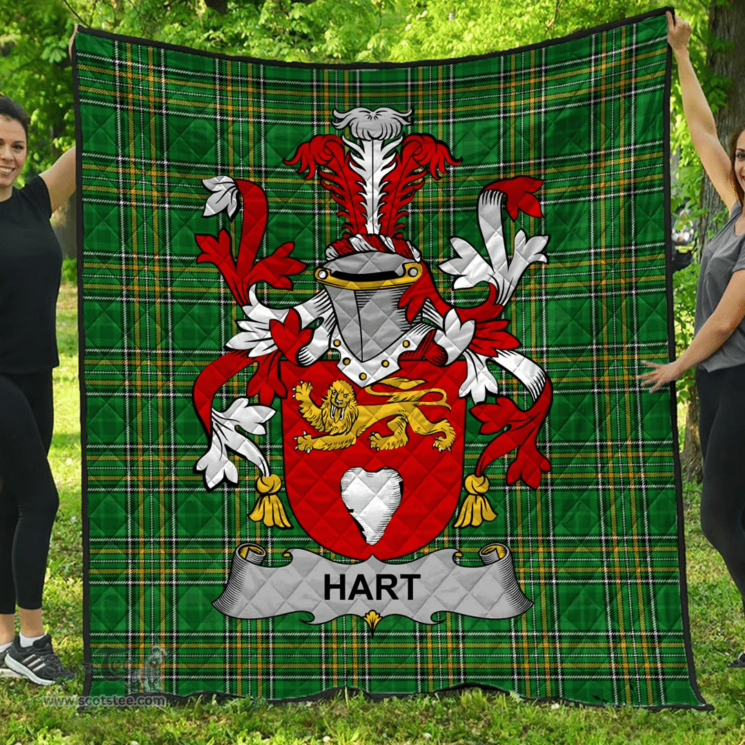 Scottish Hart Or O'Hart Irish Coat of Arms Family Crest Quilt Irish National Tartan Irish County Quilts