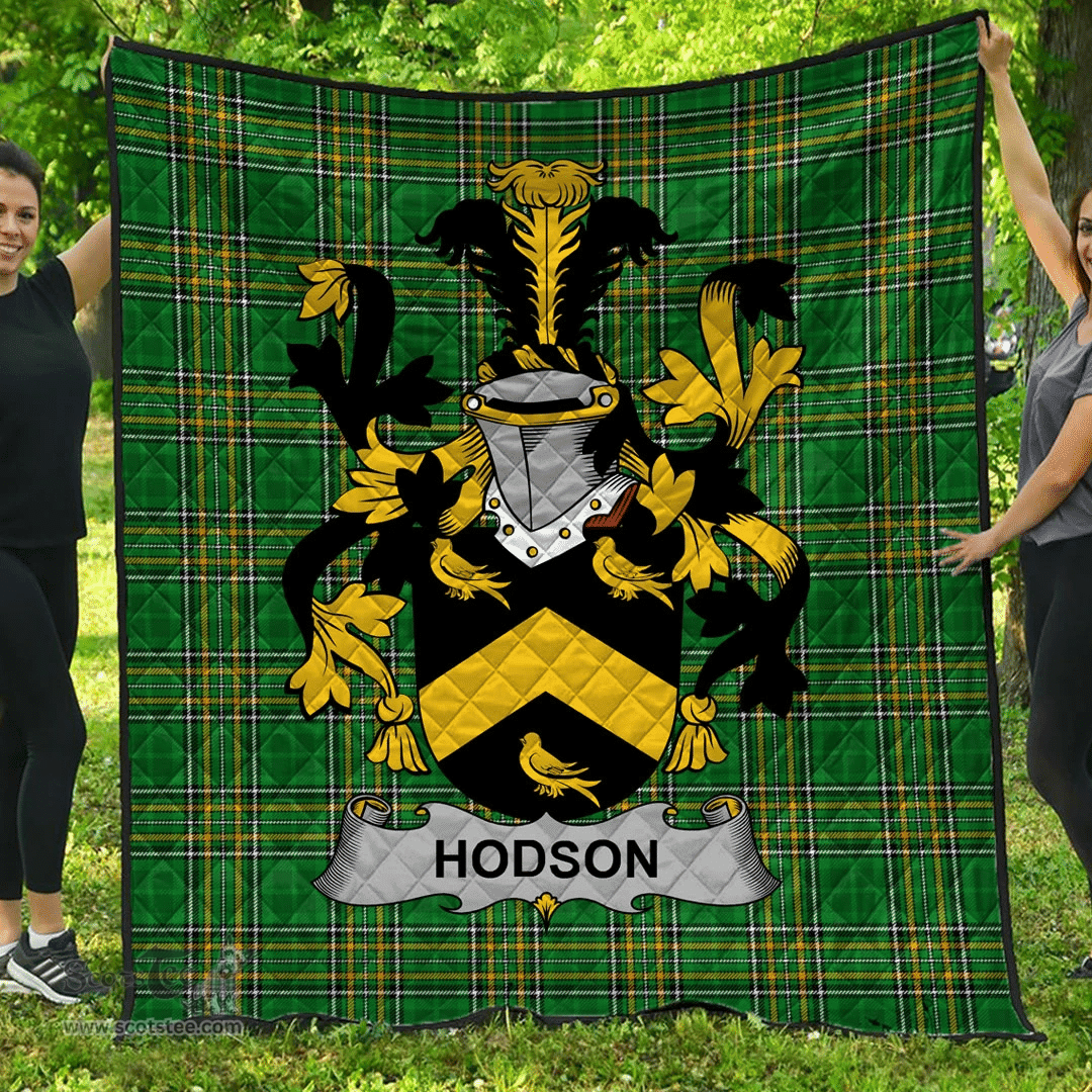 Scottish Hodson Irish Coat of Arms Family Crest Quilt Irish National Tartan Irish County Quilts