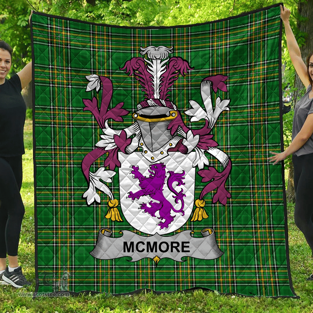 Scottish Mcmore Or More Irish Coat of Arms Family Crest Quilt Irish National Tartan Irish County Quilts