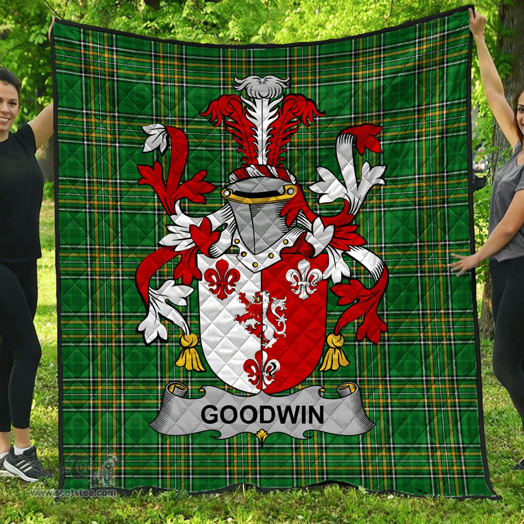 Scottish Goodwin Irish Coat of Arms Family Crest Quilt Irish National Tartan Irish County Quilts