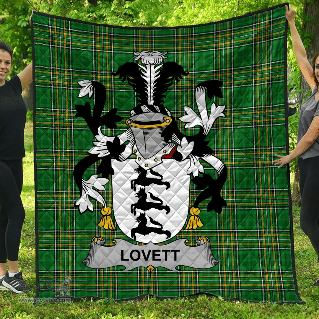 Scottish Lovett Irish Coat of Arms Family Crest Quilt Irish National Tartan Irish County Quilts