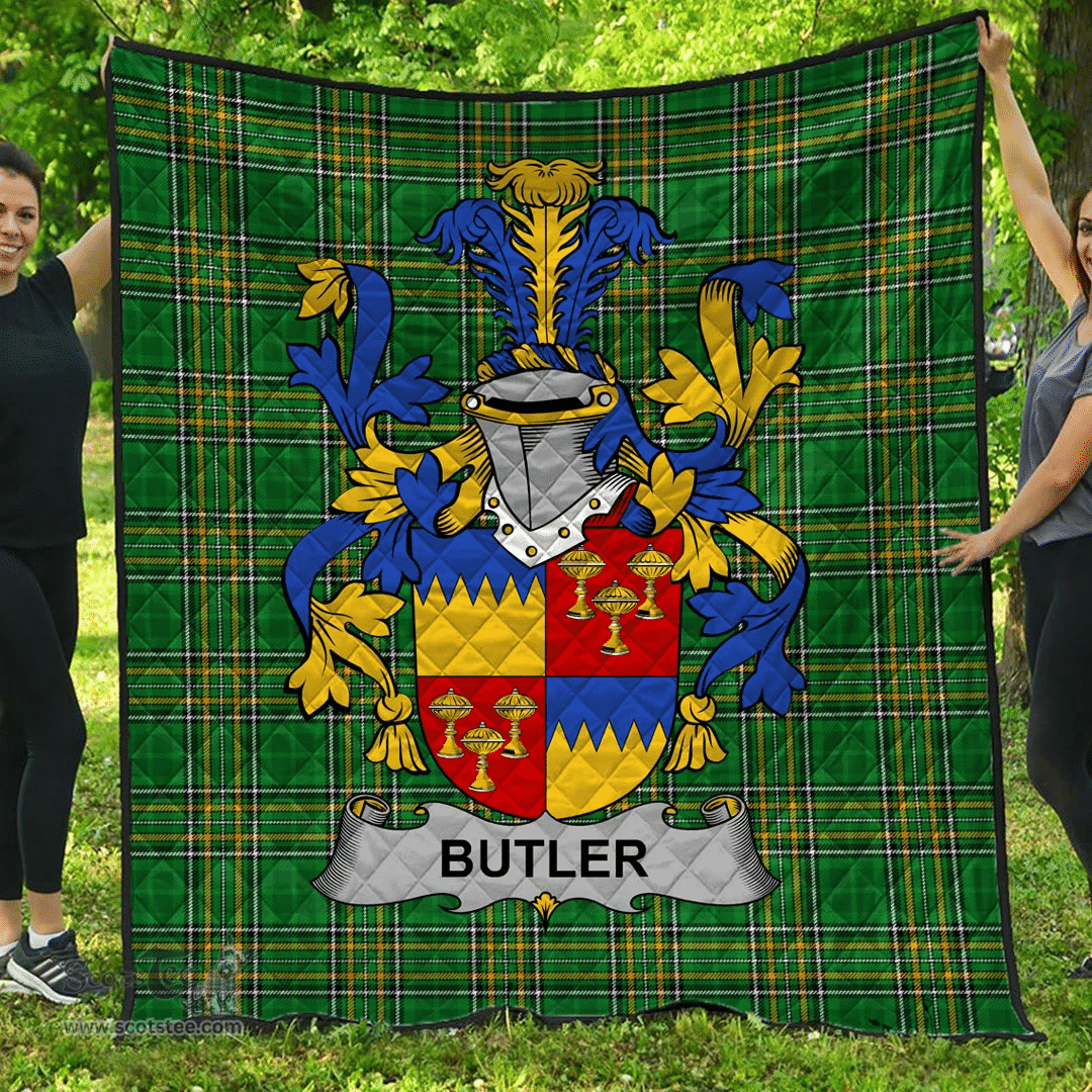 Scottish Butler Irish Coat of Arms Family Crest Quilt Irish National Tartan Irish County Quilts