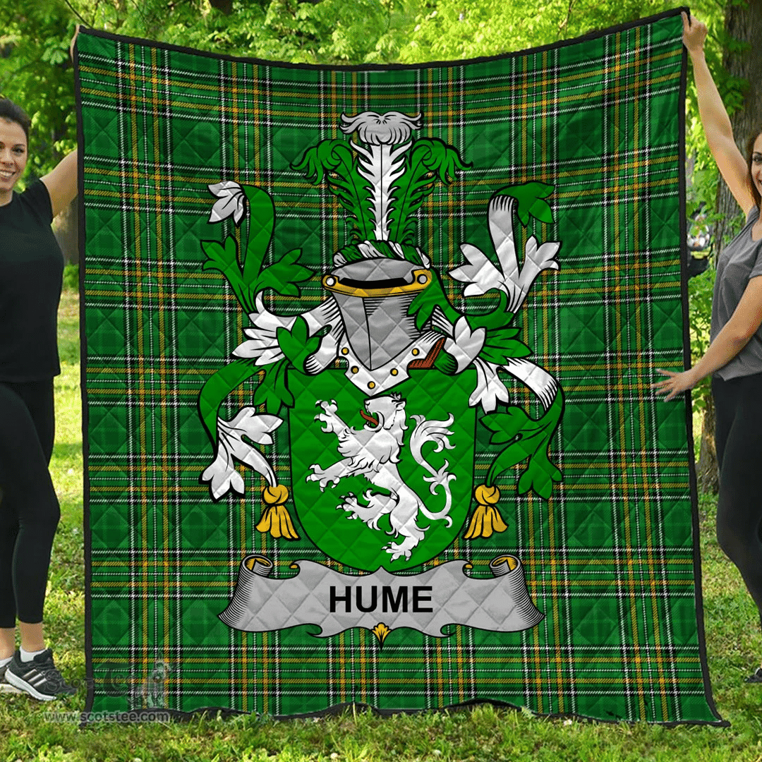 Scottish Hume Irish Coat of Arms Family Crest Quilt Irish National Tartan Irish County Quilts