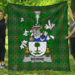 Scottish Beirne Or O'Beirne Irish Coat of Arms Family Crest Quilt Irish National Tartan Irish County Quilts