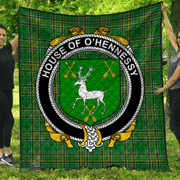 Scottish House Of O'Hennessy Irish Coat of Arms Family Crest Quilt Irish National Tartan Irish County Quilts