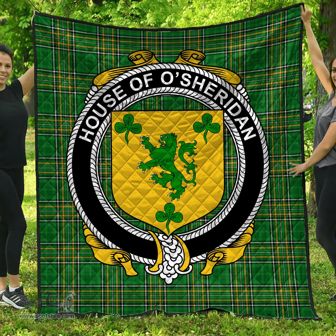 Scottish House Of O'Sheridan Irish Coat of Arms Family Crest Quilt Irish National Tartan Irish County Quilts