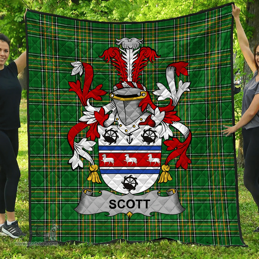 Scottish Scott Irish Coat of Arms Family Crest Quilt Irish National Tartan Irish County Quilts