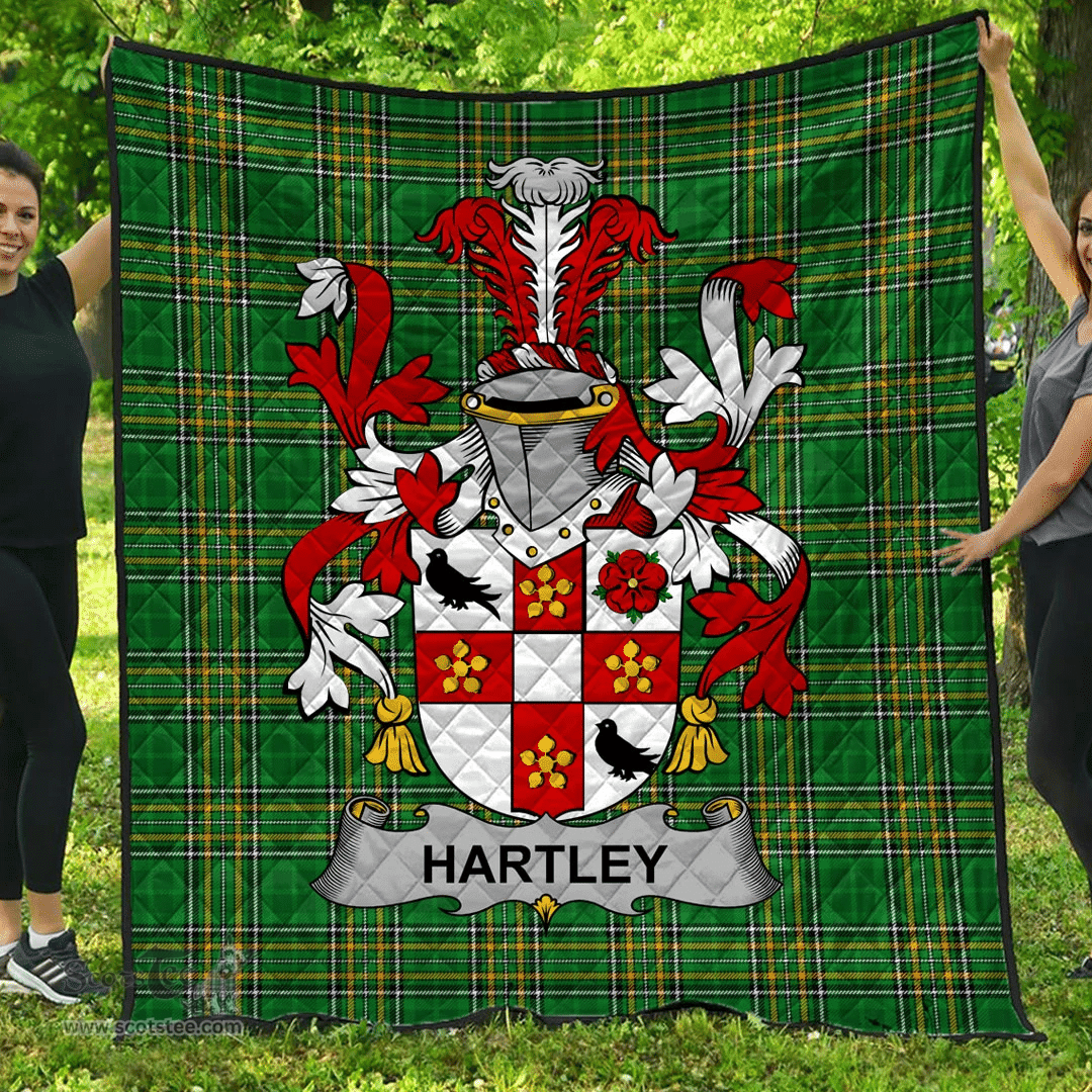 Scottish Hartley Or O'Hartley Irish Coat of Arms Family Crest Quilt Irish National Tartan Irish County Quilts