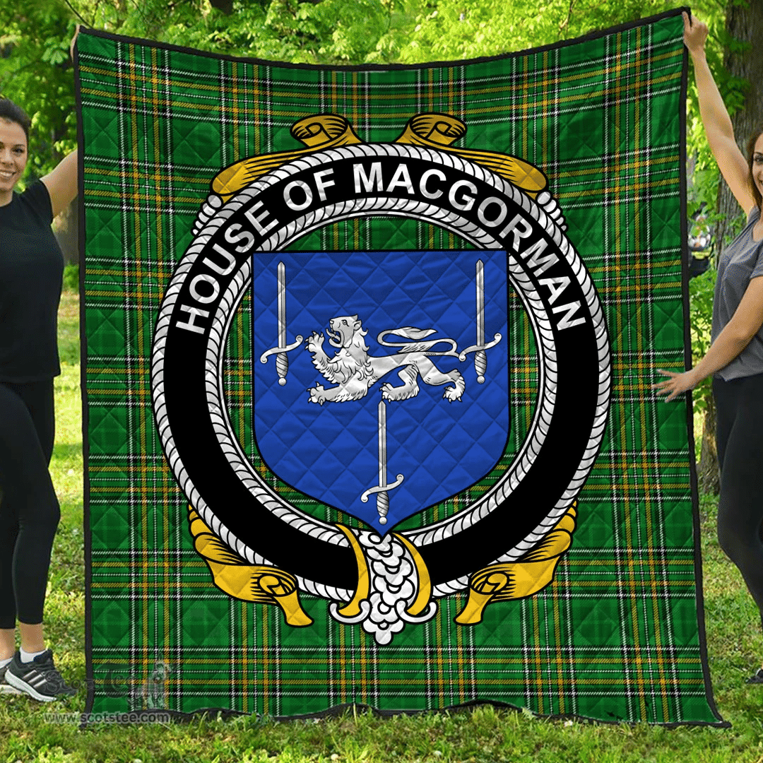 Scottish House Of Macgorman Irish Coat of Arms Family Crest Quilt Irish National Tartan Irish County Quilts