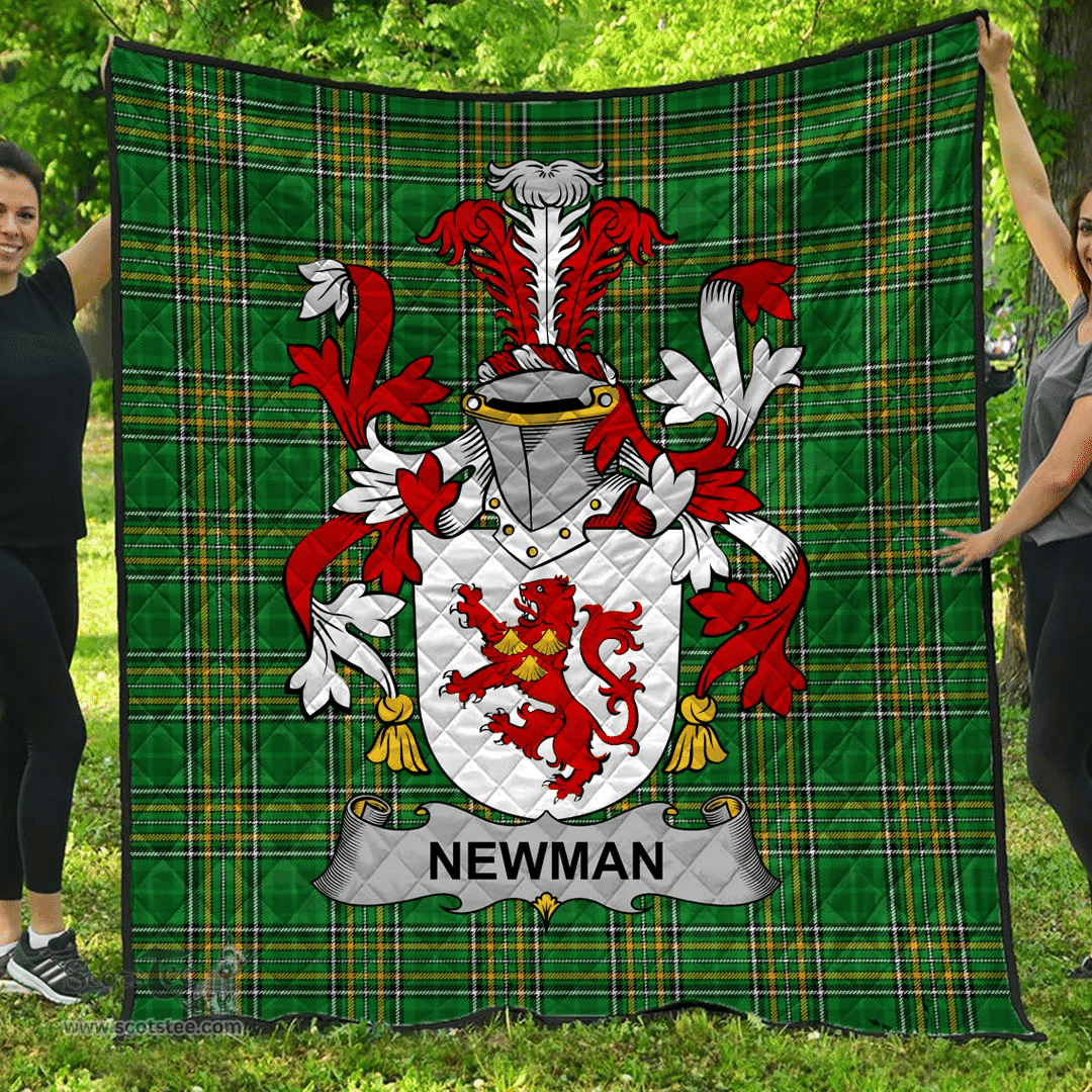 Scottish Newman Irish Coat of Arms Family Crest Quilt Irish National Tartan Irish County Quilts