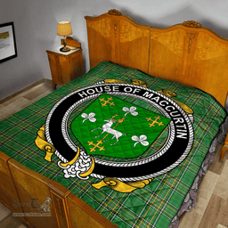 Scottish House Of Maccurtin Irish Coat of Arms Family Crest Quilt Irish National Tartan Irish County Quilts