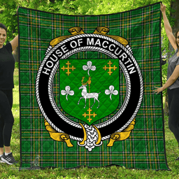 Scottish House Of Maccurtin Irish Coat of Arms Family Crest Quilt Irish National Tartan Irish County Quilts