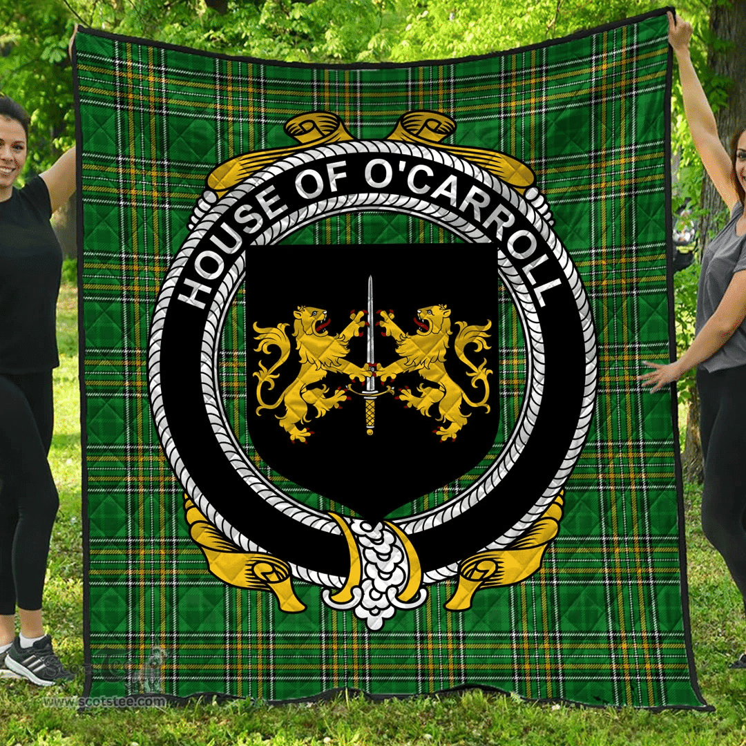 Scottish House Of O'Carroll Irish Coat of Arms Family Crest Quilt Irish National Tartan Irish County Quilts