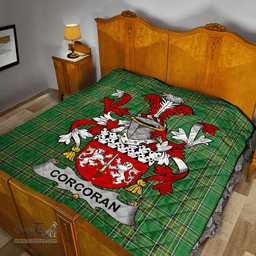 Scottish Corcoran Or Mccorcoran Irish Coat of Arms Family Crest Quilt Irish National Tartan Irish County Quilts