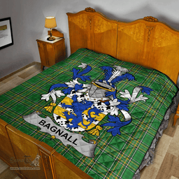 Scottish Bagnall Irish Coat of Arms Family Crest Quilt Irish National Tartan Irish County Quilts