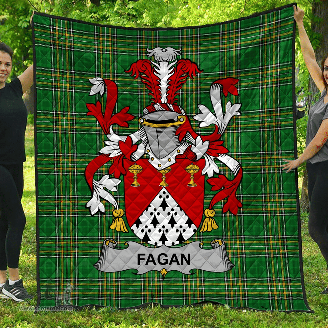Scottish Fagan Irish Coat of Arms Family Crest Quilt Irish National Tartan Irish County Quilts