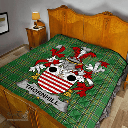 Scottish Thornhill Irish Coat of Arms Family Crest Quilt Irish National Tartan Irish County Quilts