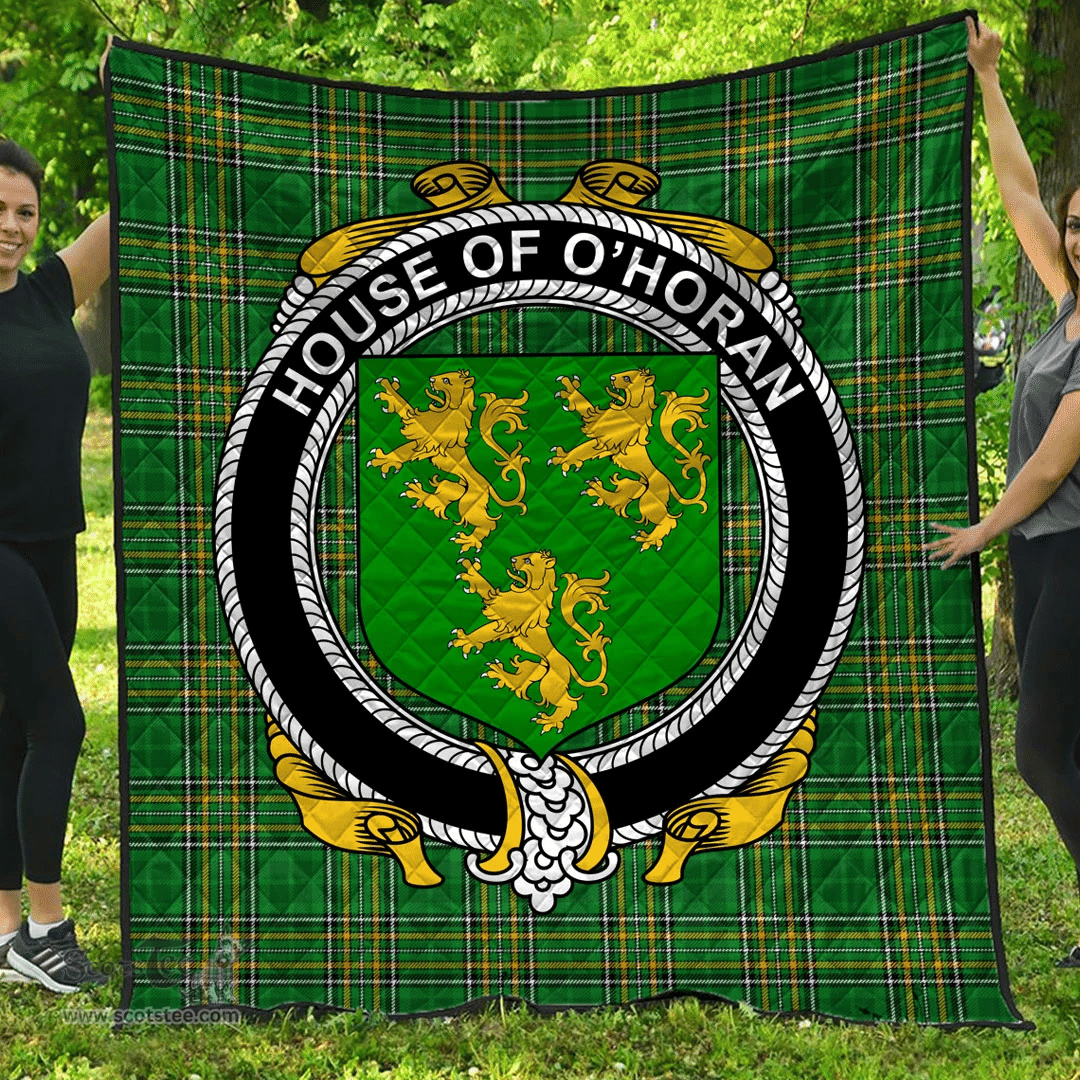 Scottish House Of O'Horan Irish Coat of Arms Family Crest Quilt Irish National Tartan Irish County Quilts