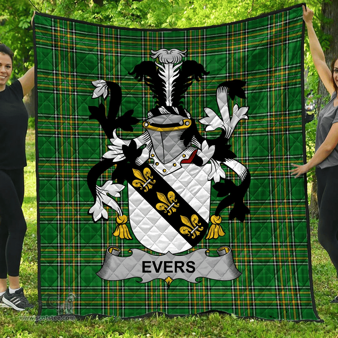 Scottish Evers Irish Coat of Arms Family Crest Quilt Irish National Tartan Irish County Quilts