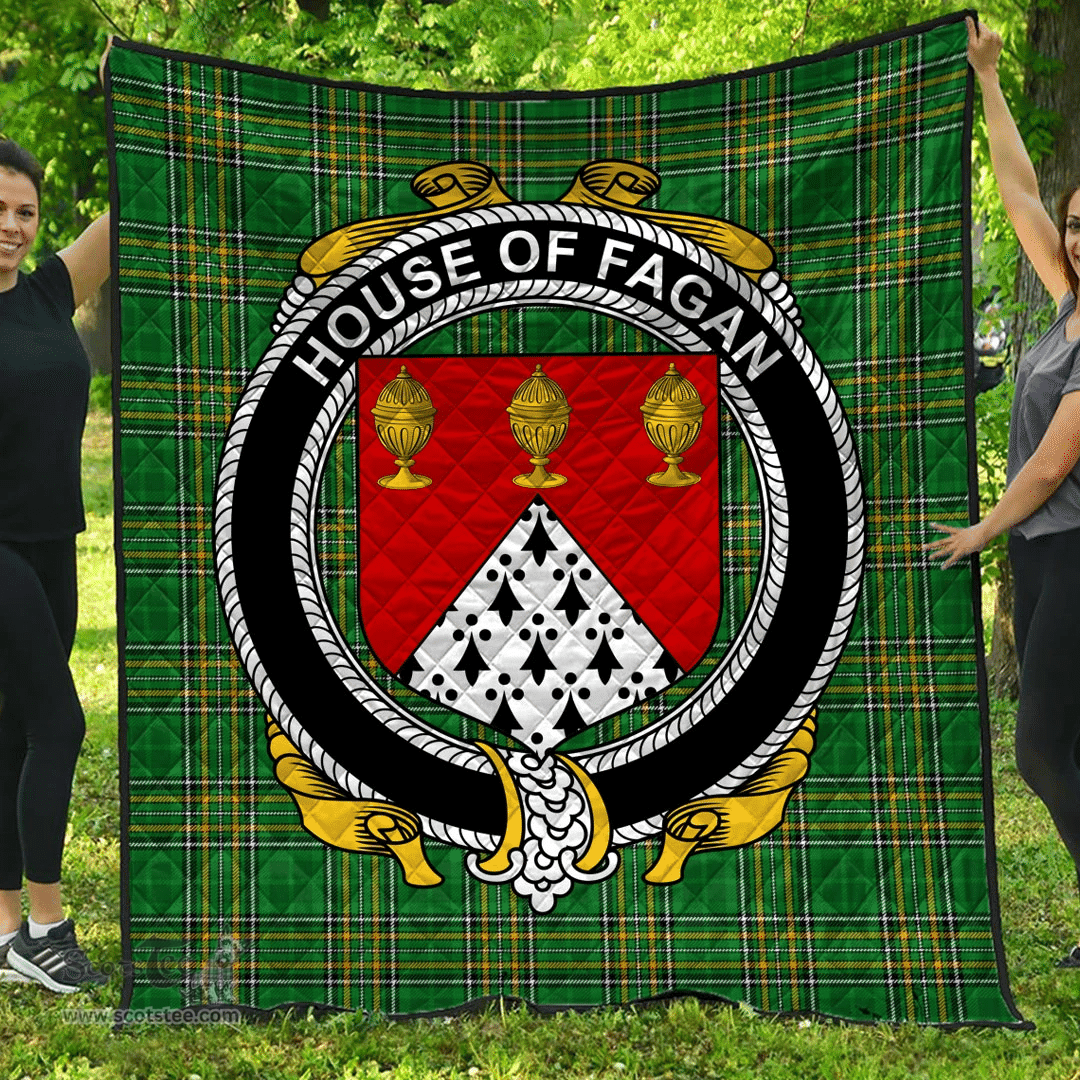 Scottish House Of Fagan Irish Coat of Arms Family Crest Quilt Irish National Tartan Irish County Quilts