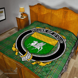 Scottish House Of O'Quin (Annaly) Irish Coat of Arms Family Crest Quilt Irish National Tartan Irish County Quilts