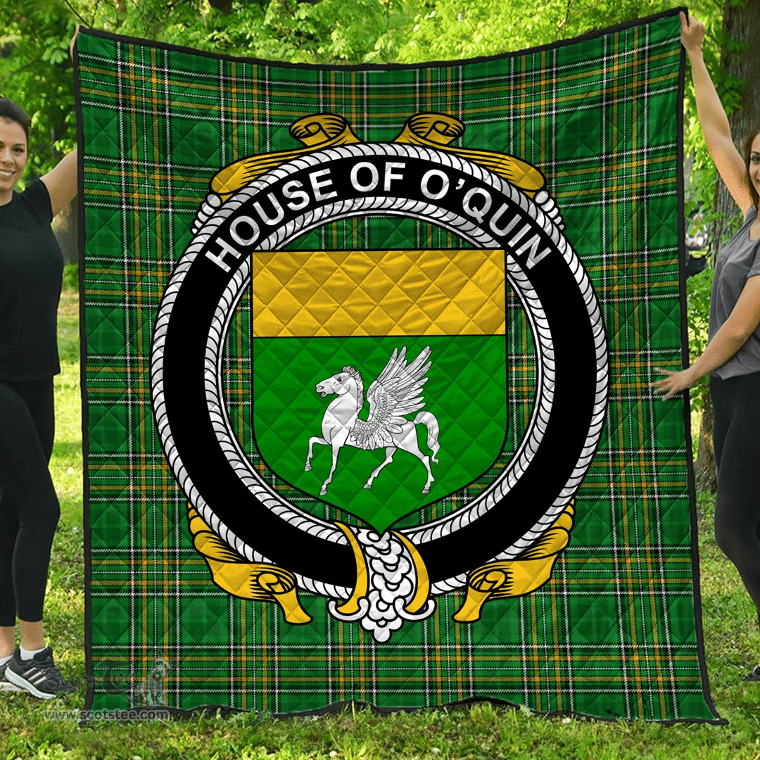 Scottish House Of O'Quin (Annaly) Irish Coat of Arms Family Crest Quilt Irish National Tartan Irish County Quilts