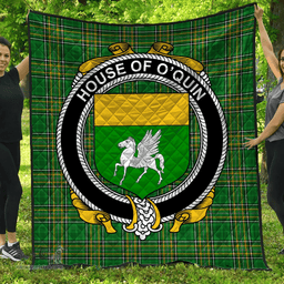 Scottish House Of O'Quin (Annaly) Irish Coat of Arms Family Crest Quilt Irish National Tartan Irish County Quilts