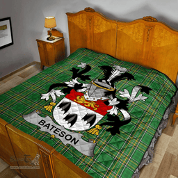Scottish Bateson Irish Coat of Arms Family Crest Quilt Irish National Tartan Irish County Quilts