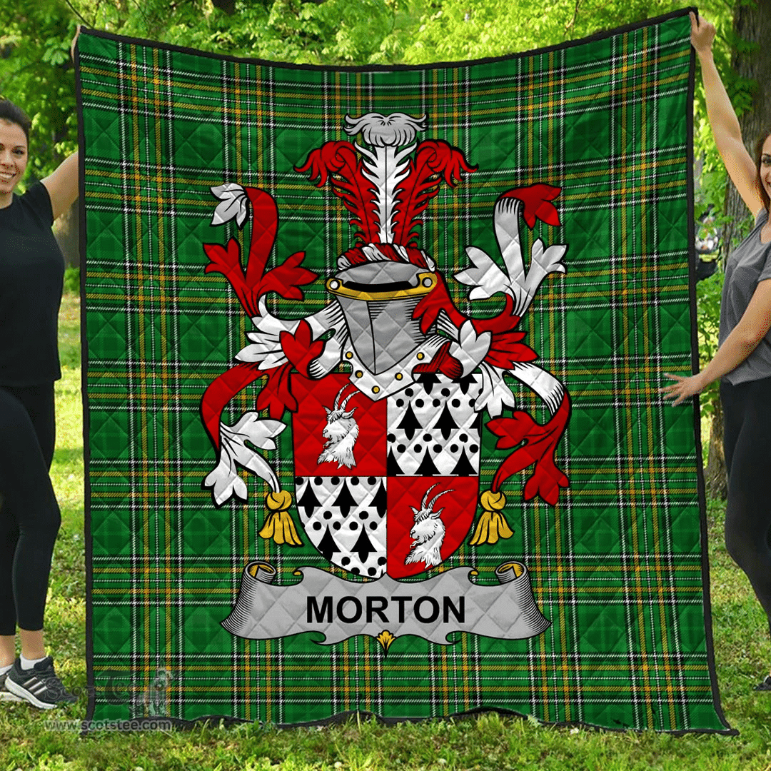 Scottish Morton Irish Coat of Arms Family Crest Quilt Irish National Tartan Irish County Quilts