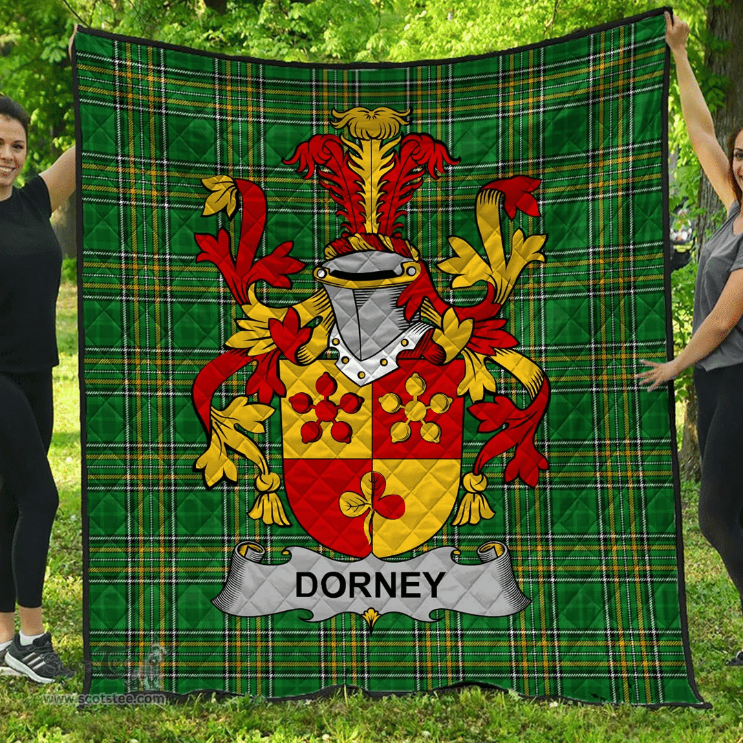 Scottish Dorney Or O'Dorney Irish Coat of Arms Family Crest Quilt Irish National Tartan Irish County Quilts