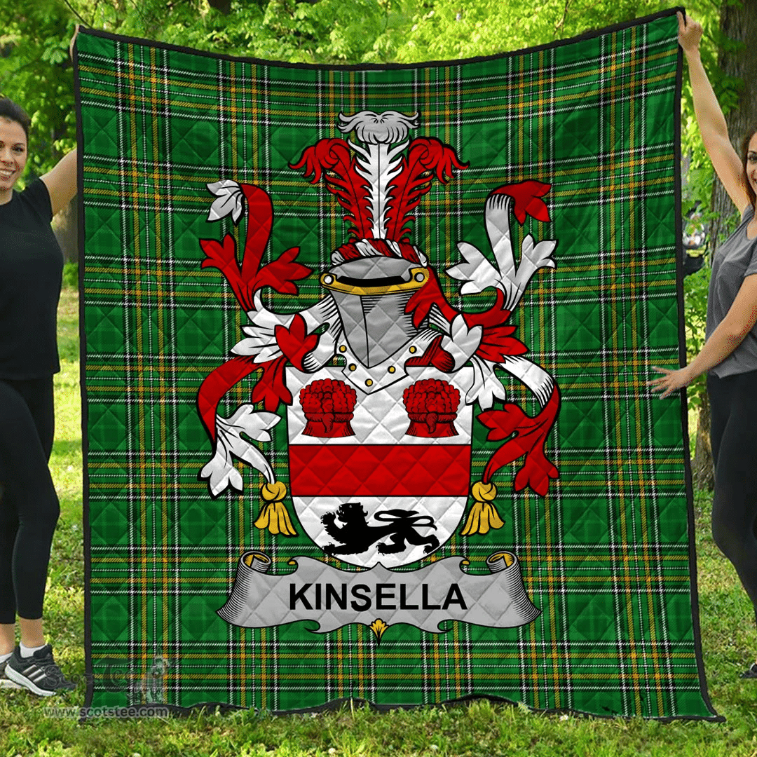 Scottish Kinsella Or Kinsellagh Irish Coat of Arms Family Crest Quilt Irish National Tartan Irish County Quilts